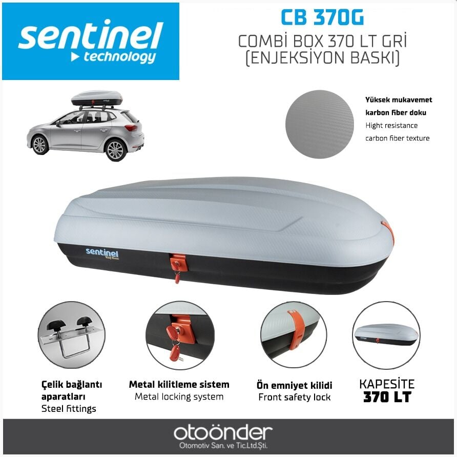 Combi Box 370 Lt Gri Enjeksiyon Baskı Araç Tavan Yük Kutusu