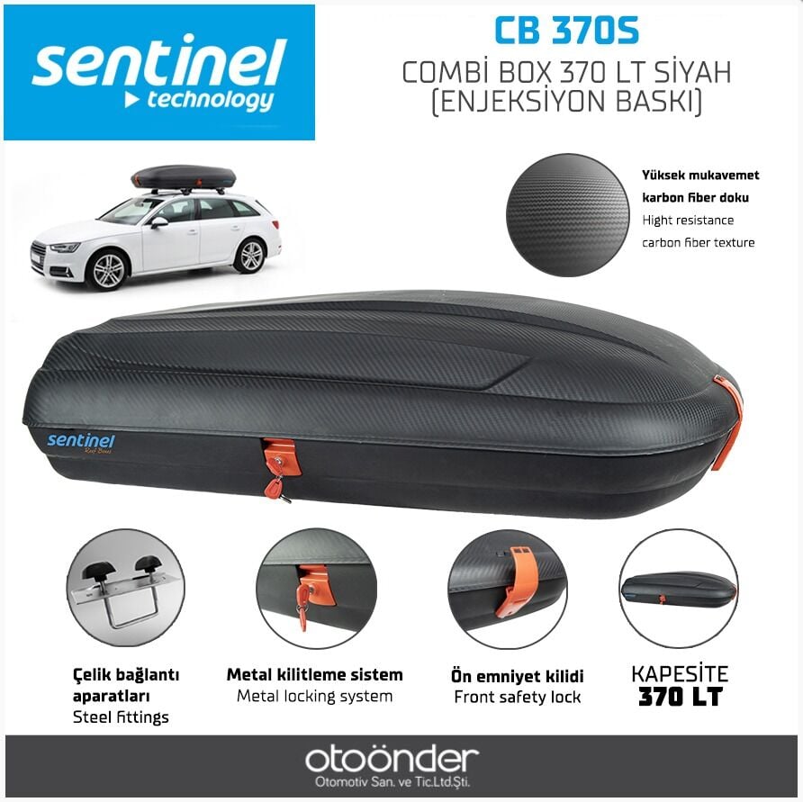 Combi Box 370 Lt Siyah Enjeksiyon Baskı Araç Tavan Yük Kutusu