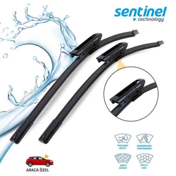 Süpürge Takım Ön Peugeot 301 Elysee Renault Clio 3 Fluence Megane 3 Citroen C3 Picasso DS3 24''+16'' Araca Özel Silecek Süpürgesi