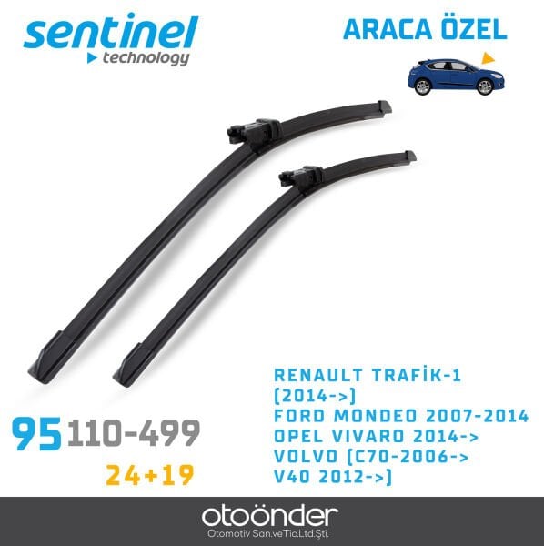 Süpürge Takım Ön Renault Trafic 2014 Sonrası Ford Mondeo 2007-2014 Opel Vivaro 2014 Sonrası Volvo C70 V40 26''+19'' Araca Özel Silecek Süpürgesi