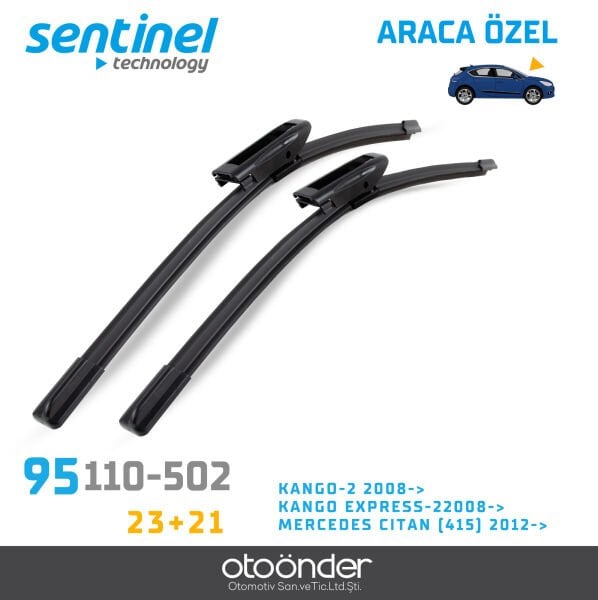 Süpürge Takım Ön Renault Kangoo 2 2008 Sonrası Kangoo Express 2 2008 Sonrası Mercedes Citan 2012 Sonrası 23''+21'' Araca Özel Silecek Süpürgesi