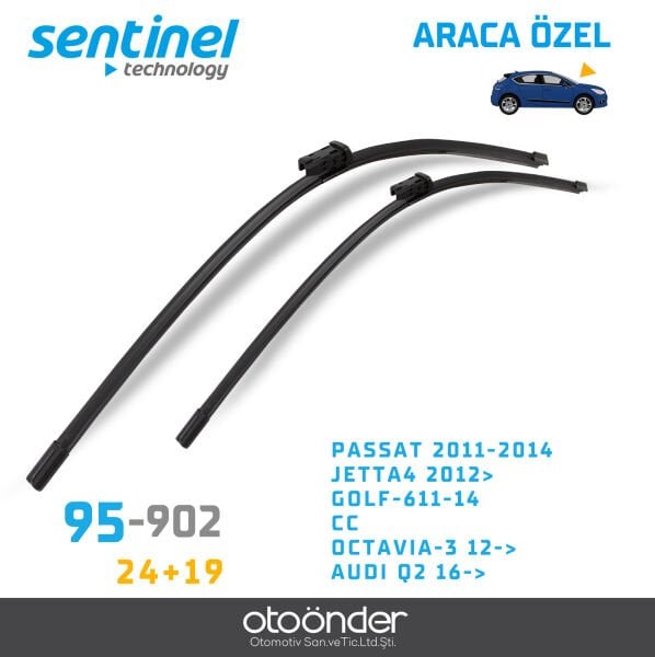 Süpürge Takım Ön VW Passat 2011–2014 Jetta 4 2012 Sonrası Golf 6 CC Octavia 3 Audi Q2 24''+19'' Araca Özel Silecek Süpürgesi