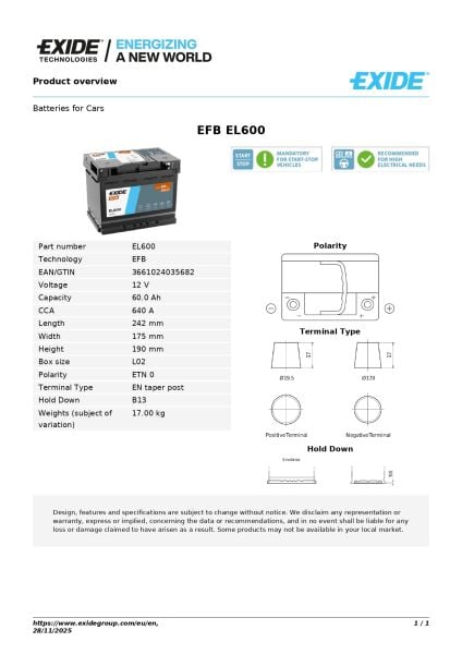 12V 60Ah EFB Akü – Start-Stop Uyumlu Güçlü ve Dayanıklı EFB Teknolojisi