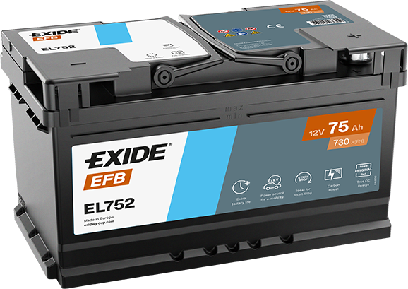 12V 75Ah EFB Akü – Start-Stop Uyumlu Güçlü Performans ve Uzun Ömür