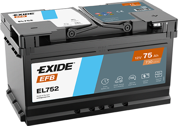 12V 75Ah EFB Akü – Start-Stop Uyumlu Güçlü Performans ve Uzun Ömür
