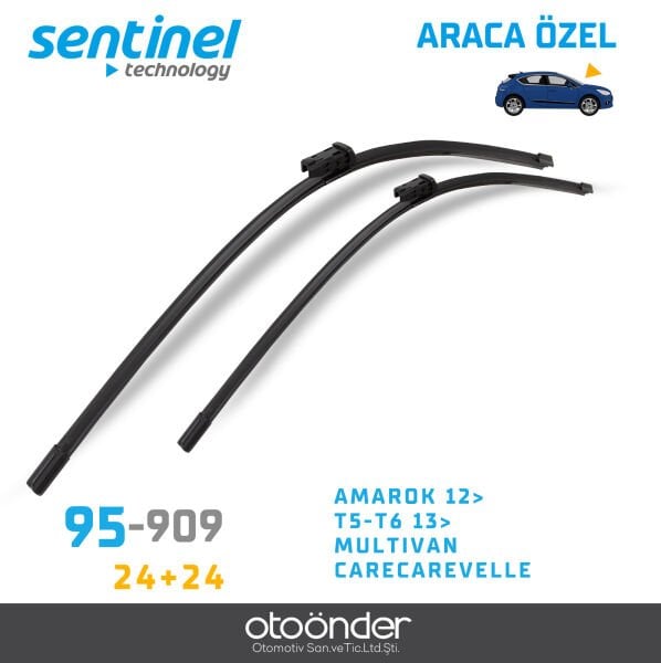 Süpürge Takım Ön VW Amarok 2012 Sonrası Transporter T5 T6 Multivan Caravelle 24''+24'' Araca Özel Silecek Süpürgesi