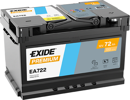 Exide Premium  12V 72Ah Akü – Yüksek Marş Gücü, Uzun Ömür ve Premium Performans
