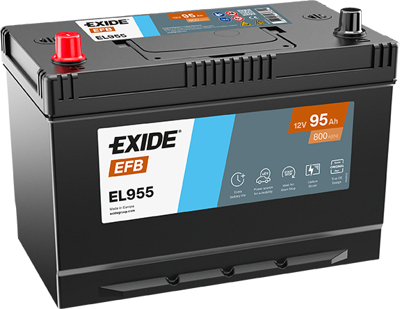Exide EFB 12V 95Ah EFB Akü – Start-Stop Sistemlere Uygun Yüksek Performans ve Uzun Ömür