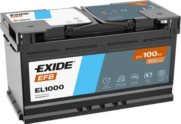 Exide EFB 12V 100Ah EFB Akü – Start-Stop Araçlar İçin Maksimum Güç, Dayanıklılık ve Uzun Ömür