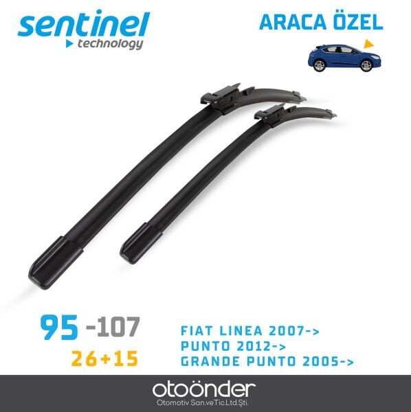 Süpürge Takım Ön Fiat Linea Punto Grande Punto 26''+15'' Araca Özel Ön Cam Silecek Süpürgesi