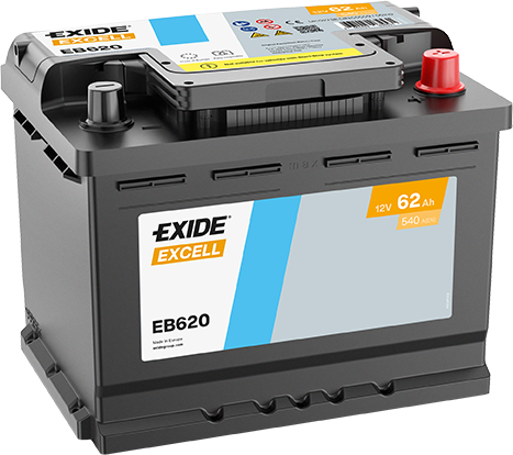 Exide Excell 12V 62Ah Akü – Güçlü Marş Performansı ve Uzun Ömürlü Excell Teknolojisi