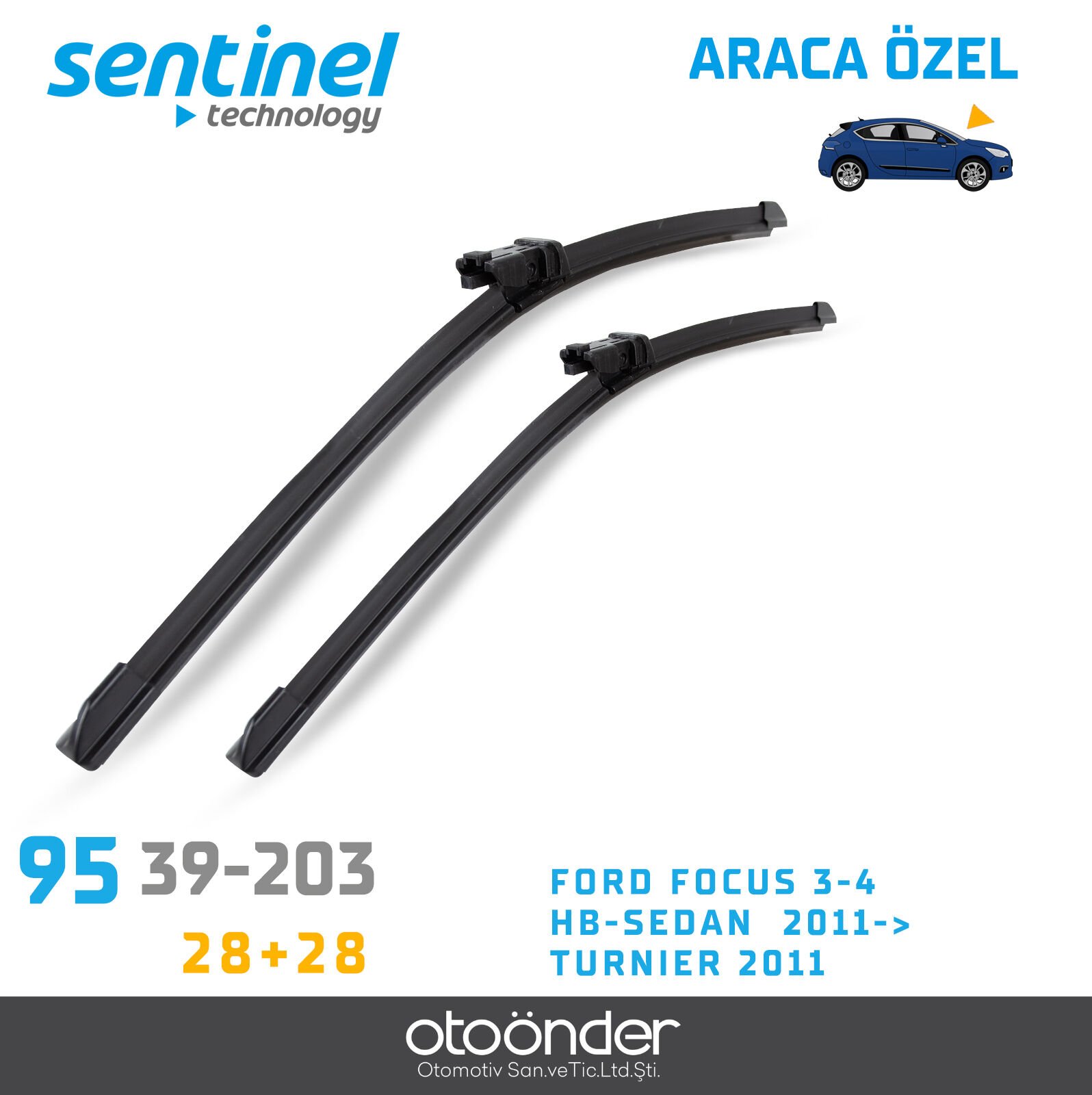 Süpürge Takım Ön Ford Focus 3 – 4 HB Sedan Turnier 28''+28'' Araca Özel Ön Cam Silecek Süpürgesi