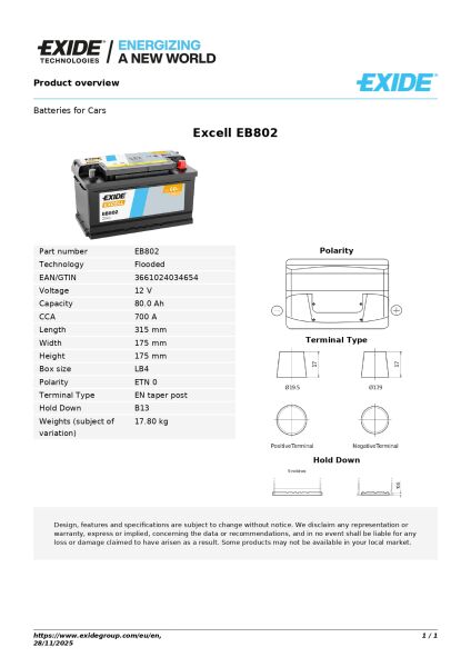 Excell 12V 80Ah Akü | Yüksek Marş Gücü & Güçlendirilmiş Performans | Excell Premium Seri