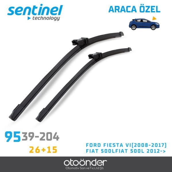 Süpürge Takım Ön Ford Fiesta VI – Fiat 500L 26''+15'' Araca Özel Ön Cam Silecek Süpürgesi
