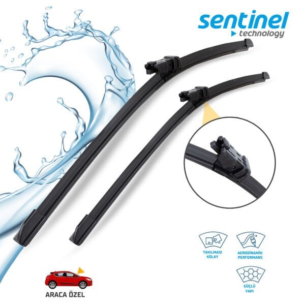 Süpürge Takım Ön Ford Fiesta VI – Fiat 500L 26''+15'' Araca Özel Ön Cam Silecek Süpürgesi