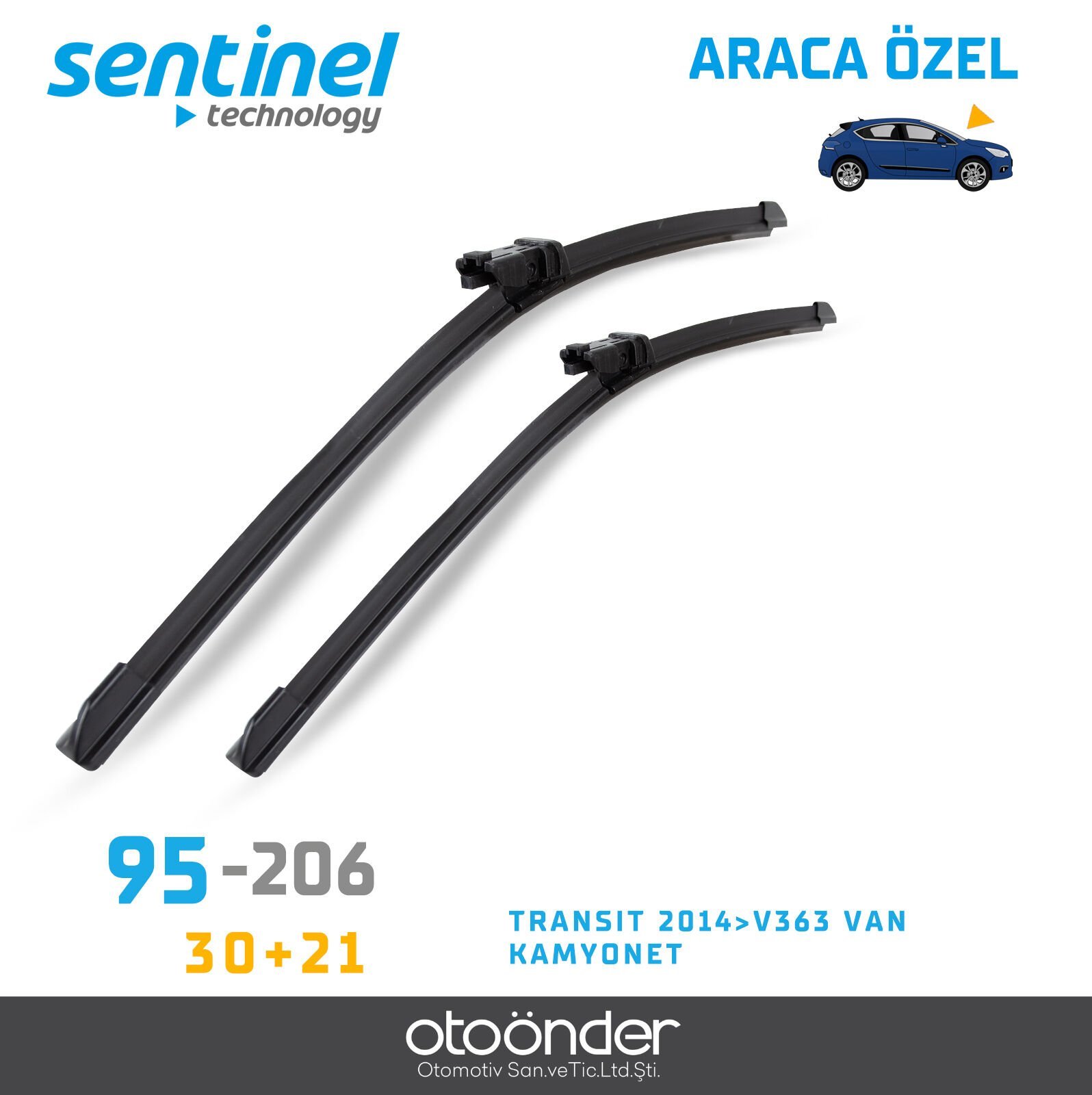 Süpürge Takım Ön Ford Transit V363 2014-> Van Kamyonet 30''+21'' Araca Özel Ön Cam Silecek Süpürgesi