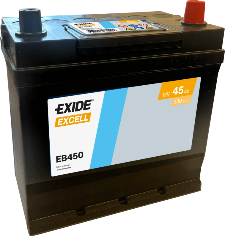 Excell EB450 12V 45Ah Japon Tipi Akü | Güçlü Marş Performansı & Kompakt Tasarım | Excell Japan Series