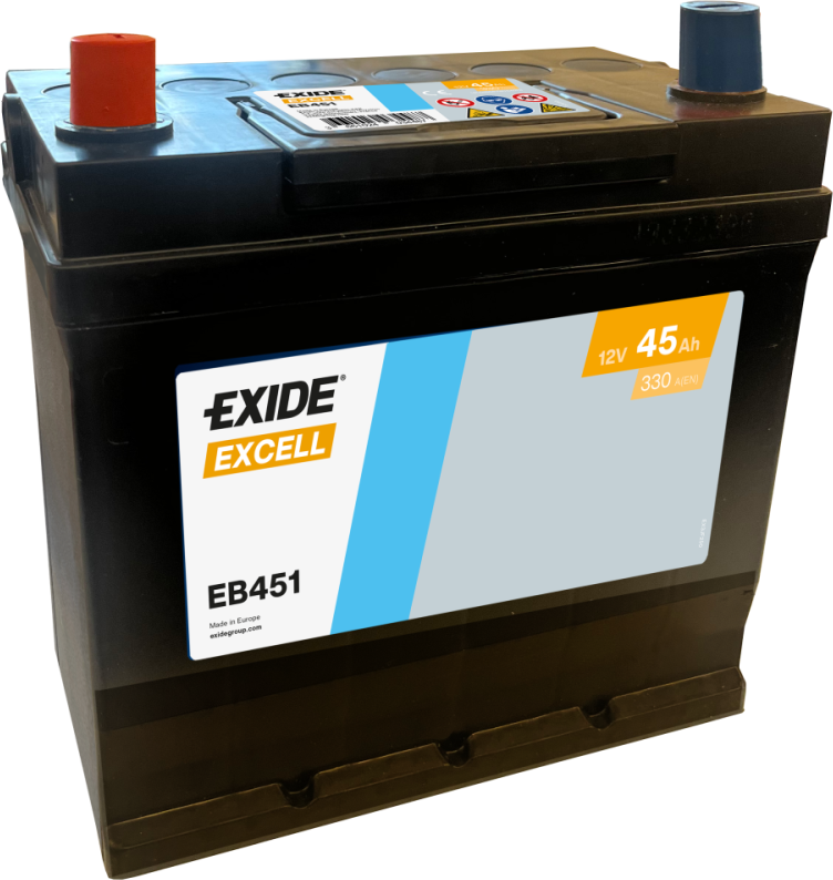 Excell EB451 12V 45Ah Japon Tipi Akü | Kompakt Yapı & Güçlü Marş Performansı | Excell Japan Series
