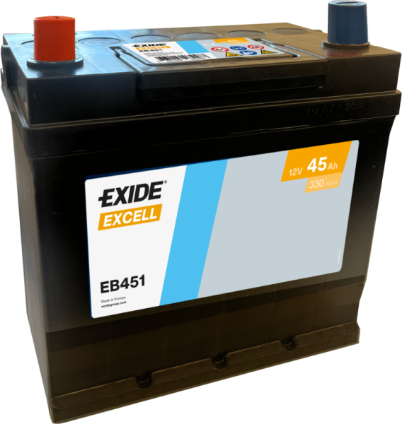 Excell EB451 12V 45Ah Japon Tipi Akü | Kompakt Yapı & Güçlü Marş Performansı | Excell Japan Series