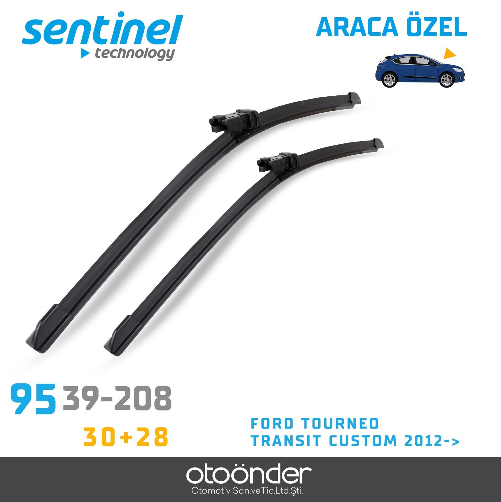 Süpürge Takım Ön Ford Tourneo – Transit Custom 2012-> 30''+28'' Araca Özel Ön Cam Silecek Süpürgesi