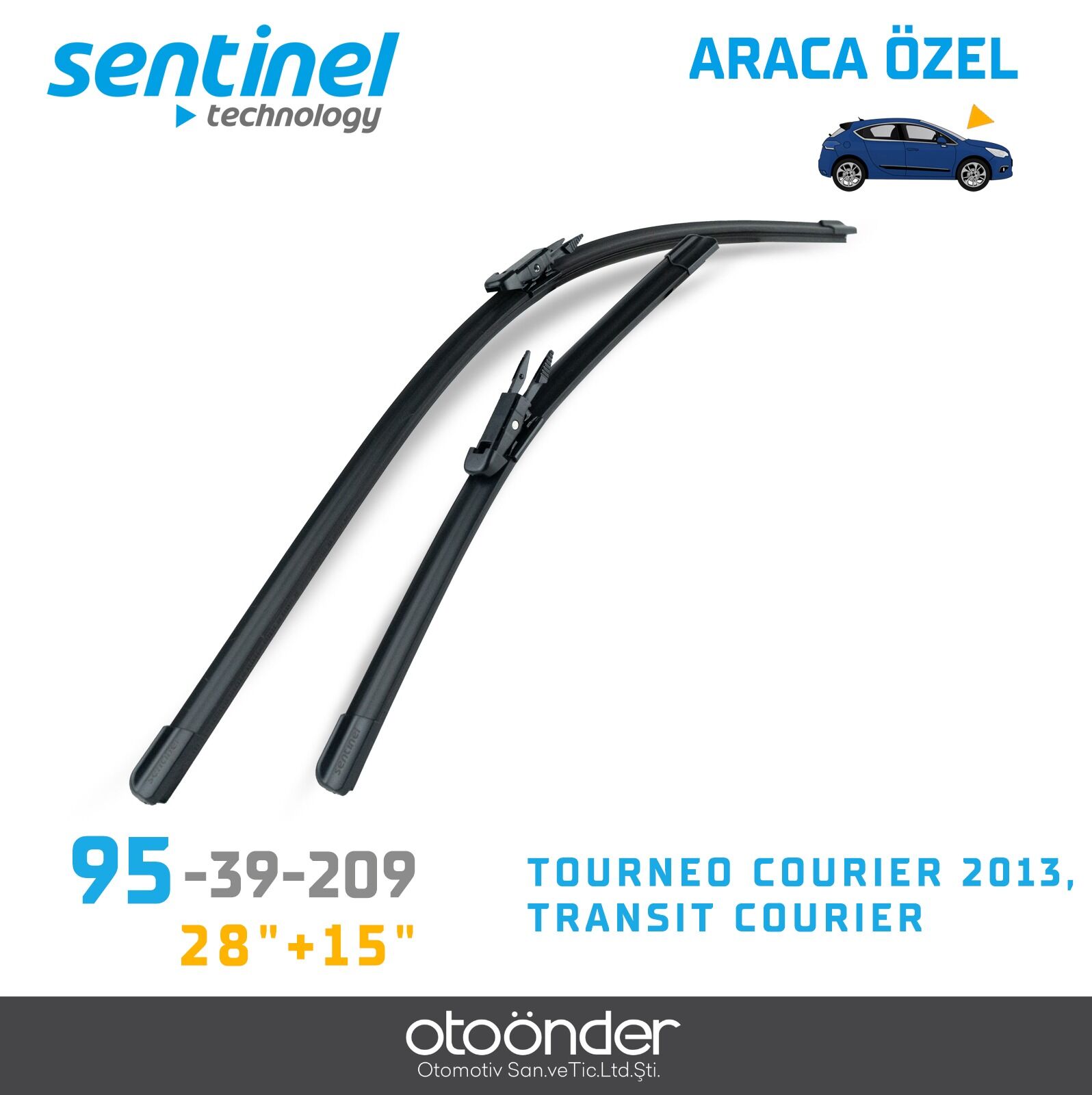 Süpürge Takım Ön Ford Tourneo Courier – Transit Courier 2013-> 28''+15'' Araca Özel Ön Cam Silecek Süpürgesi