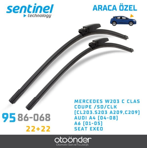 Süpürge Takım Ön Mercedes W203 – C-Class Coupe/SD – CLK (CL203, S203, A209, C209) – Audi A4 / A6 – Seat Exeo Araca Özel Ön Cam Silecek Süpürgesi