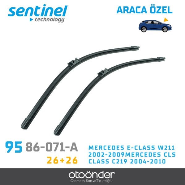 Süpürge Takım Ön Mercedes E-Class W211 2002-2009 – CLS Class C219 2004-2010 26''+26'' Araca Özel Ön Cam Silecek Süpürgesi