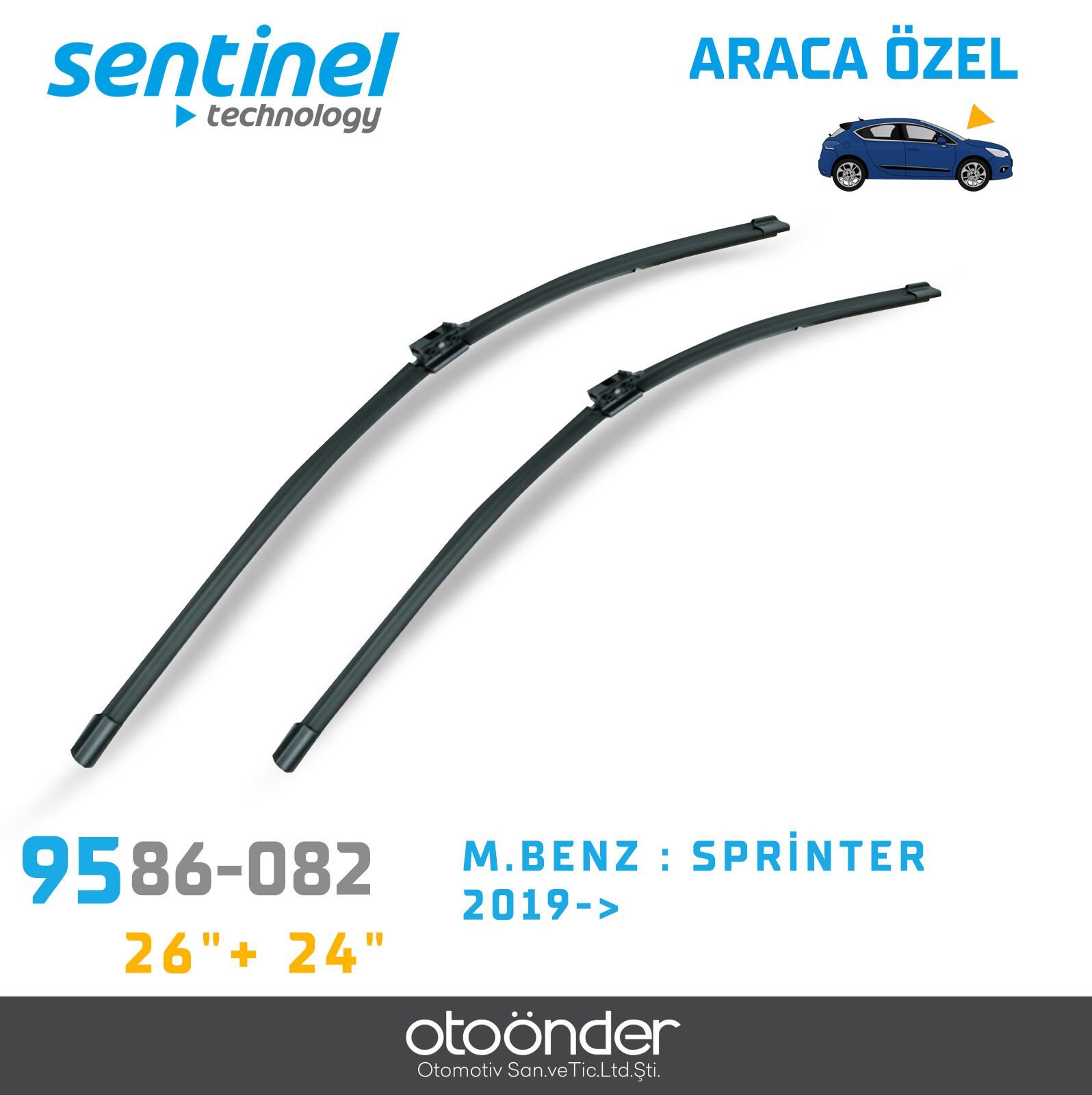 Süpürge Takım Ön Mercedes-Benz Sprinter 2019-> 26''+24'' Araca Özel Ön Cam Silecek Süpürgesi