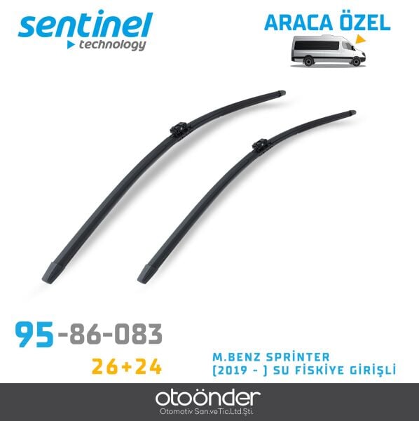 Süpürge Takım Ön Mercedes-Benz Sprinter 2019-> Su Fiskiye Girişli 26''+24'' Araca Özel Ön Cam Silecek Süpürgesi