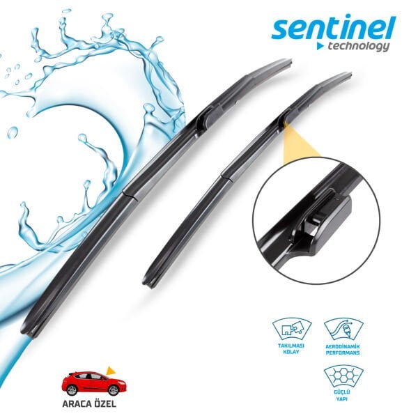 Süpürge Takım Ön Nissan Qashqai – X-Trail 2014->, Renault Kadjar 2015->, Honda CRV 2006-> 26''+17'' Araca Özel Ön Cam Silecek Süpürgesi