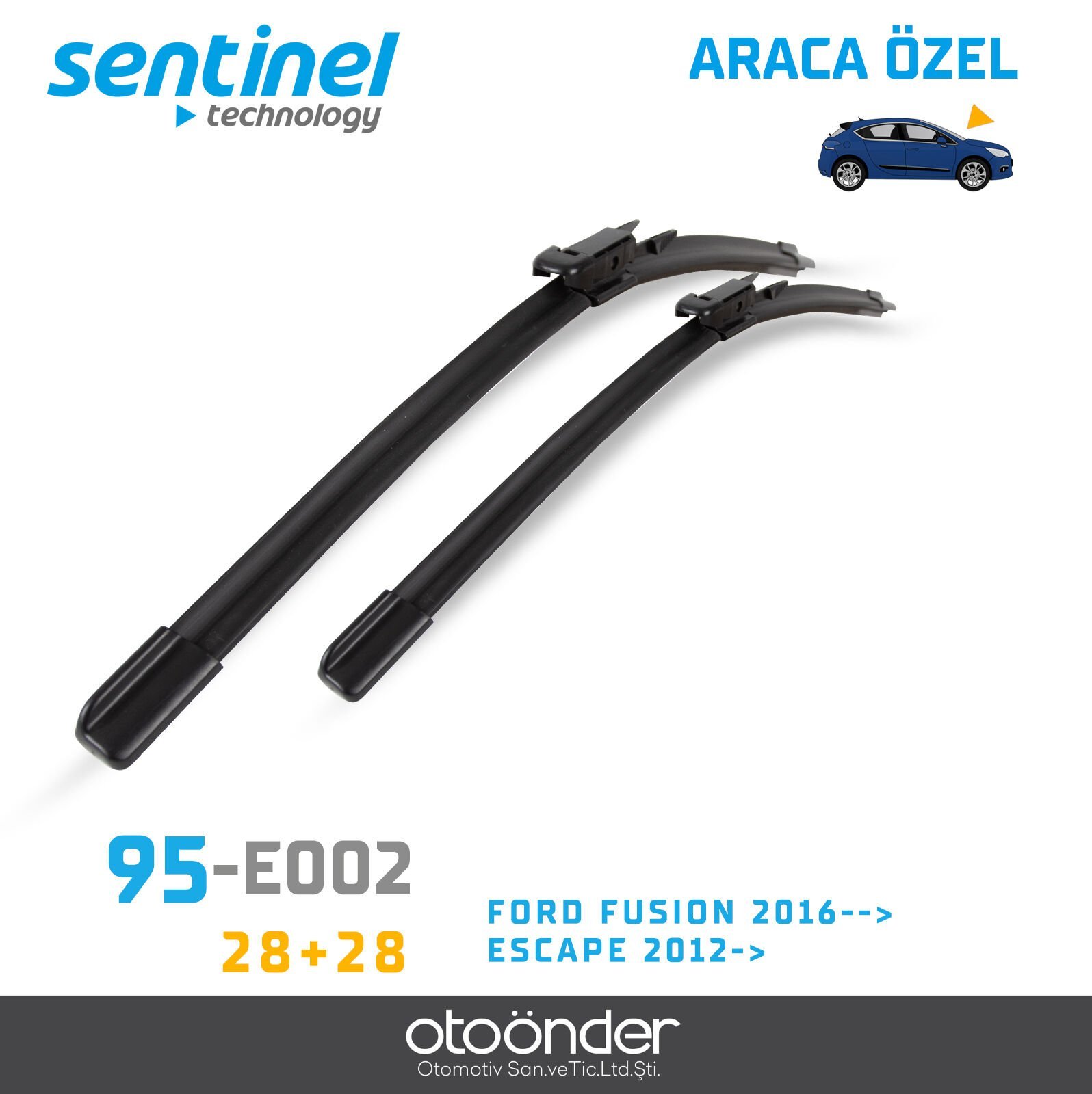 Süpürge Takım Ön Ford Fusion 2016-> – Escape 2012-> 28''+28'' Araca Özel Ön Cam Silecek Süpürgesi