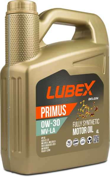 Lubex Primus MV-LA 0W-30 Motor Yağı | Tam Sentetik, Düşük Sürtünmeli, Modern Benzinli ve Dizel Motor Yağı