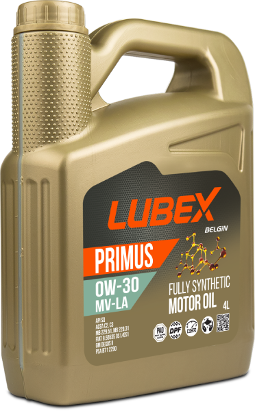 Lubex Primus MV-LA 0W-30 Motor Yağı | Tam Sentetik, Düşük Sürtünmeli, Modern Benzinli ve Dizel Motor Yağı
