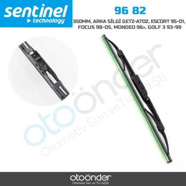 Hyundai Getz, Atos, Ford Escort 1995-2001, Focus 1998-2005, Mondeo 1996>, VW Golf 3 1993-1999 Uyumlu Arka Silecek Süpürgesi 350 mm