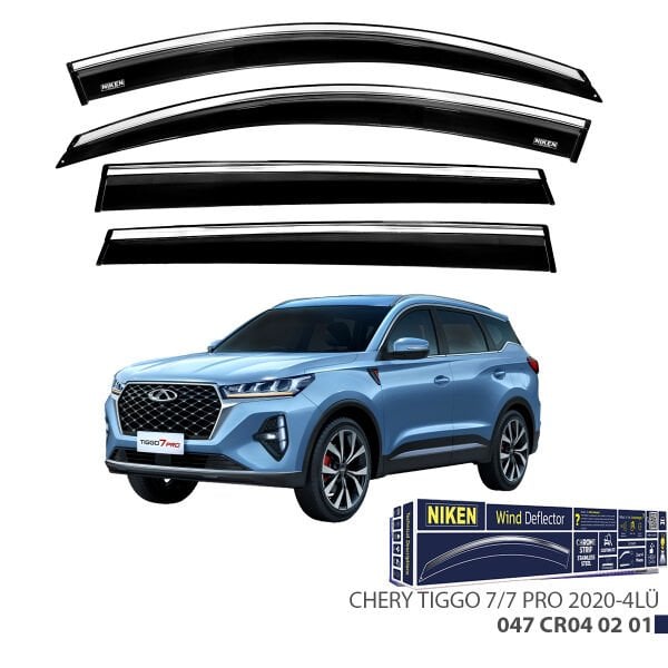 Chery Tiggo 7 / 7 Pro 2020+ Kromlu Cam Rüzgarlığı 4’lü | Yan Rüzgarlık Seti | Mugen Style