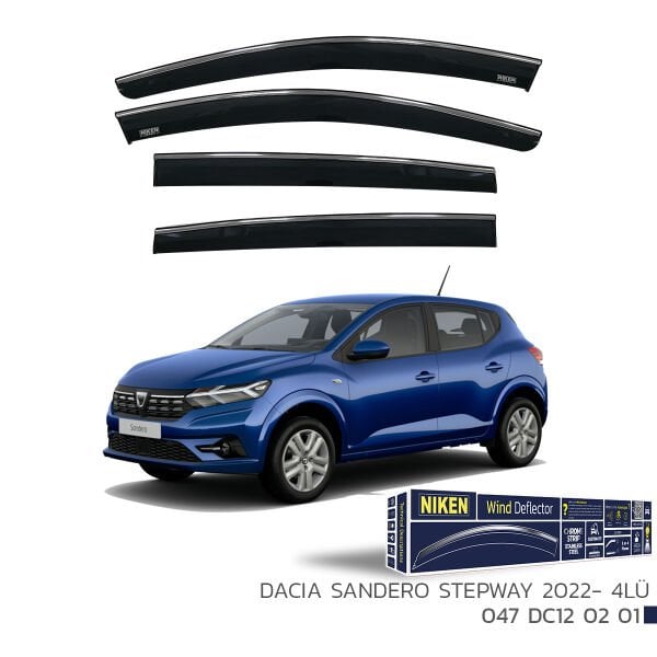 Dacia Sandero Stepway 2022– Kromlu Cam Rüzgarlığı 4’lü | Araca Özel Yan Rüzgarlık Seti