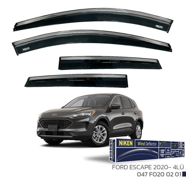 Ford Escape 2020– Kromlu Cam Rüzgarlığı 4’lü | Araca Özel Yan Rüzgarlık Seti