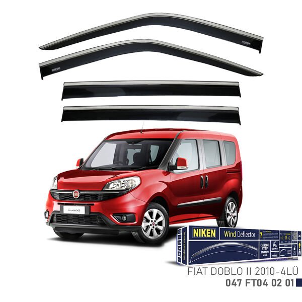 Fiat Doblo II 2010– Kromlu Cam Rüzgarlığı 4’lü | Araca Özel Yan Rüzgarlık Seti