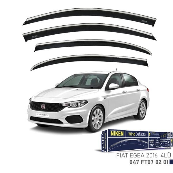 Fiat Egea 2016– Kromlu Cam Rüzgarlığı 4’lü | Araca Özel Yan Rüzgarlık Seti