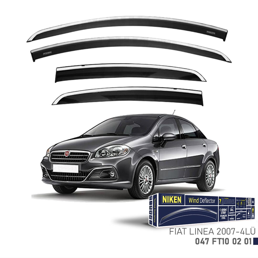 Fiat Linea 2007– Kromlu Cam Rüzgarlığı 4’lü | Araca Özel Yan Rüzgarlık Seti