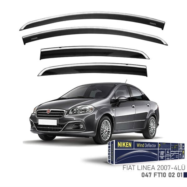 Fiat Linea 2007– Kromlu Cam Rüzgarlığı 4’lü | Araca Özel Yan Rüzgarlık Seti
