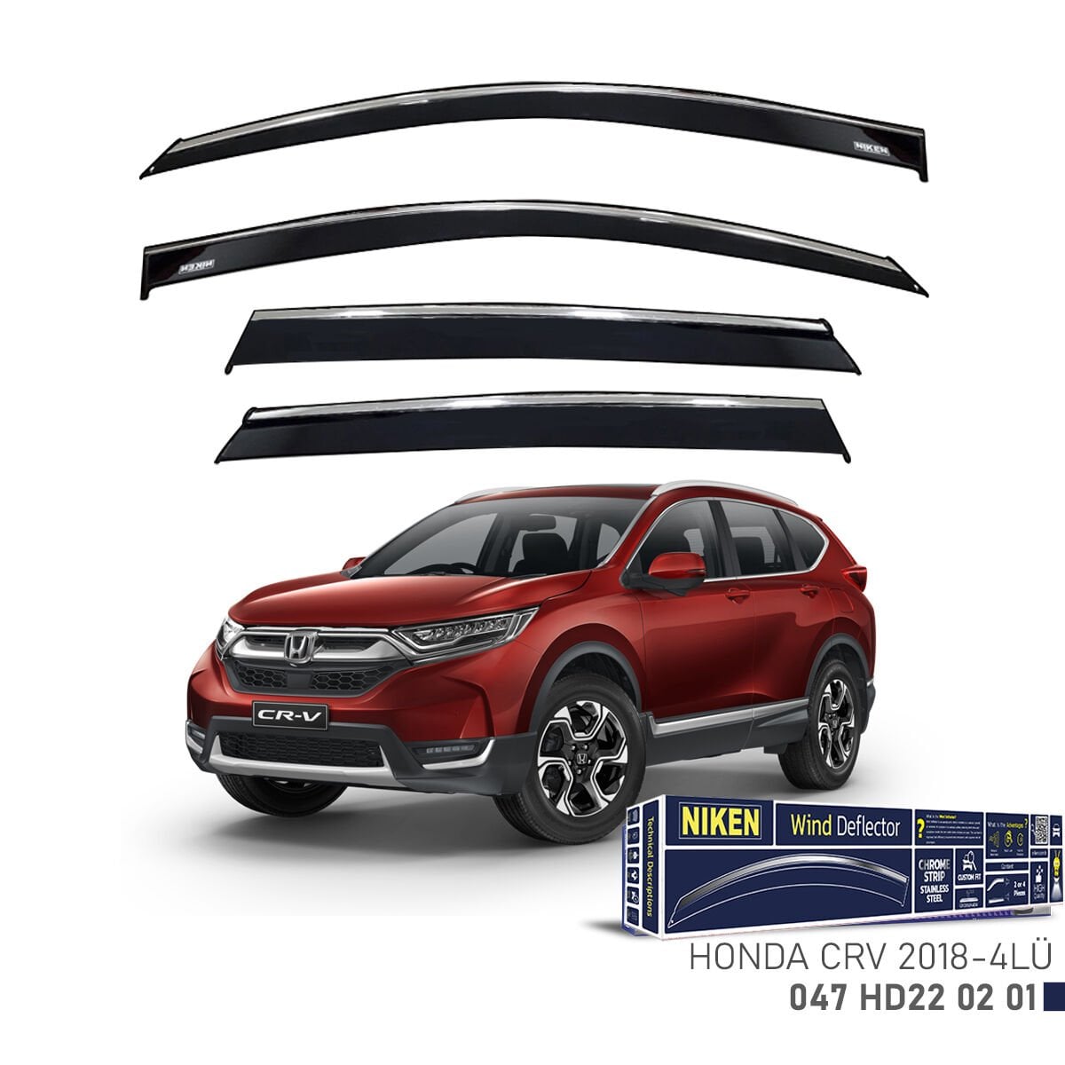 Honda CR-V 2018– Kromlu Cam Rüzgarlığı 4’lü | Araca Özel Yan Rüzgarlık Seti
