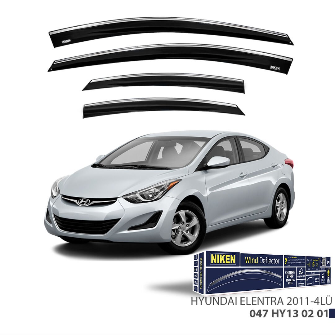 Hyundai Elantra 2011– Kromlu Cam Rüzgarlığı 4’lü | Araca Özel Yan Rüzgarlık Seti