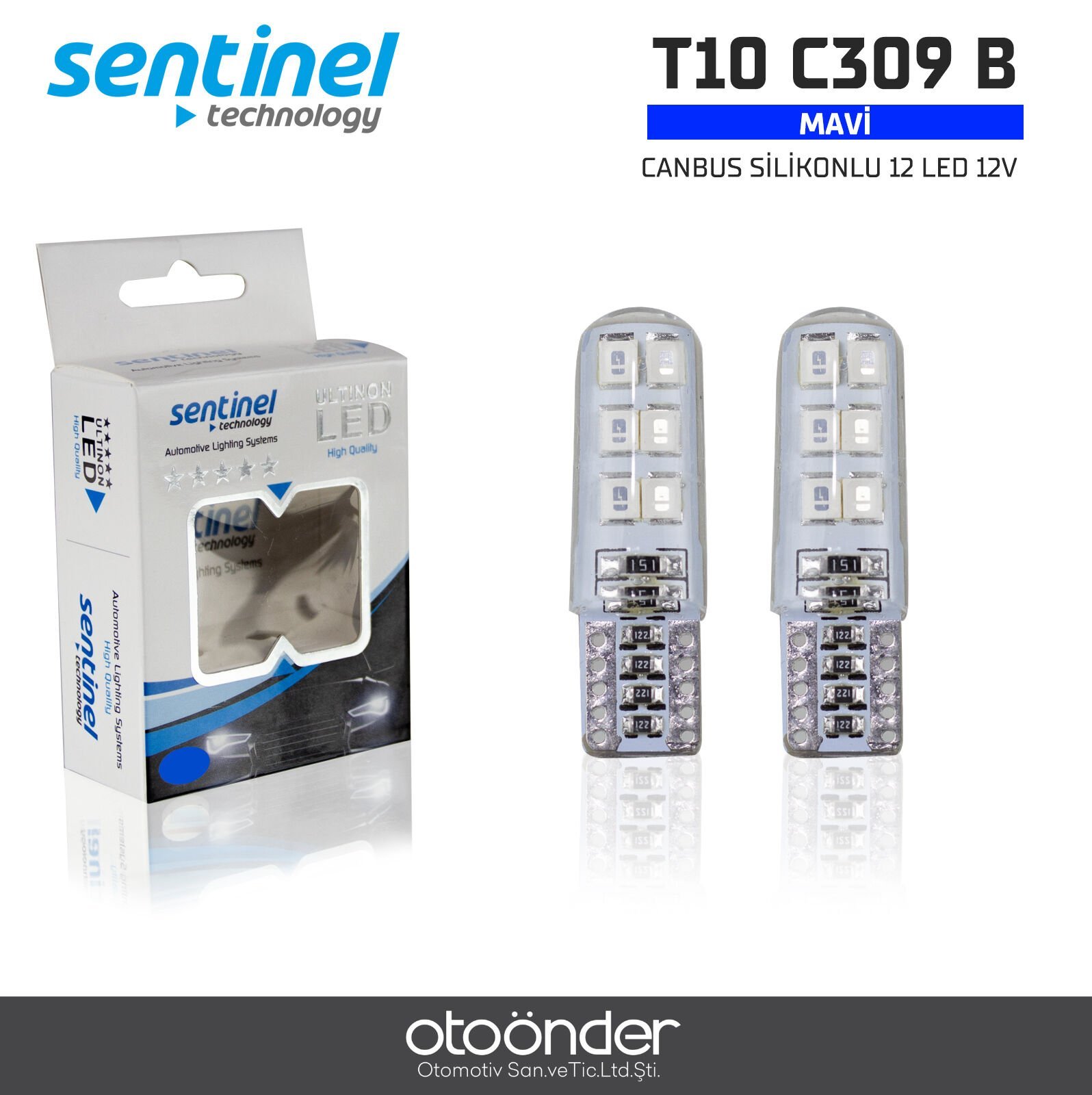 Canbus Silikonlu Mavi 12V 12 LED’li Ampül – Yüksek Performans ve Dayanıklılık