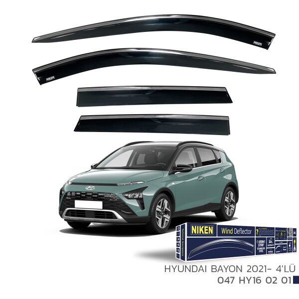 Hyundai Bayon 2021– Kromlu Cam Rüzgarlığı 4’lü | Araca Özel Yan Rüzgarlık Seti