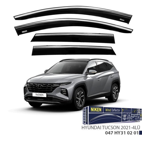 Hyundai Tucson 2021– Kromlu Cam Rüzgarlığı 4’lü | Araca Özel Yan Rüzgarlık Seti