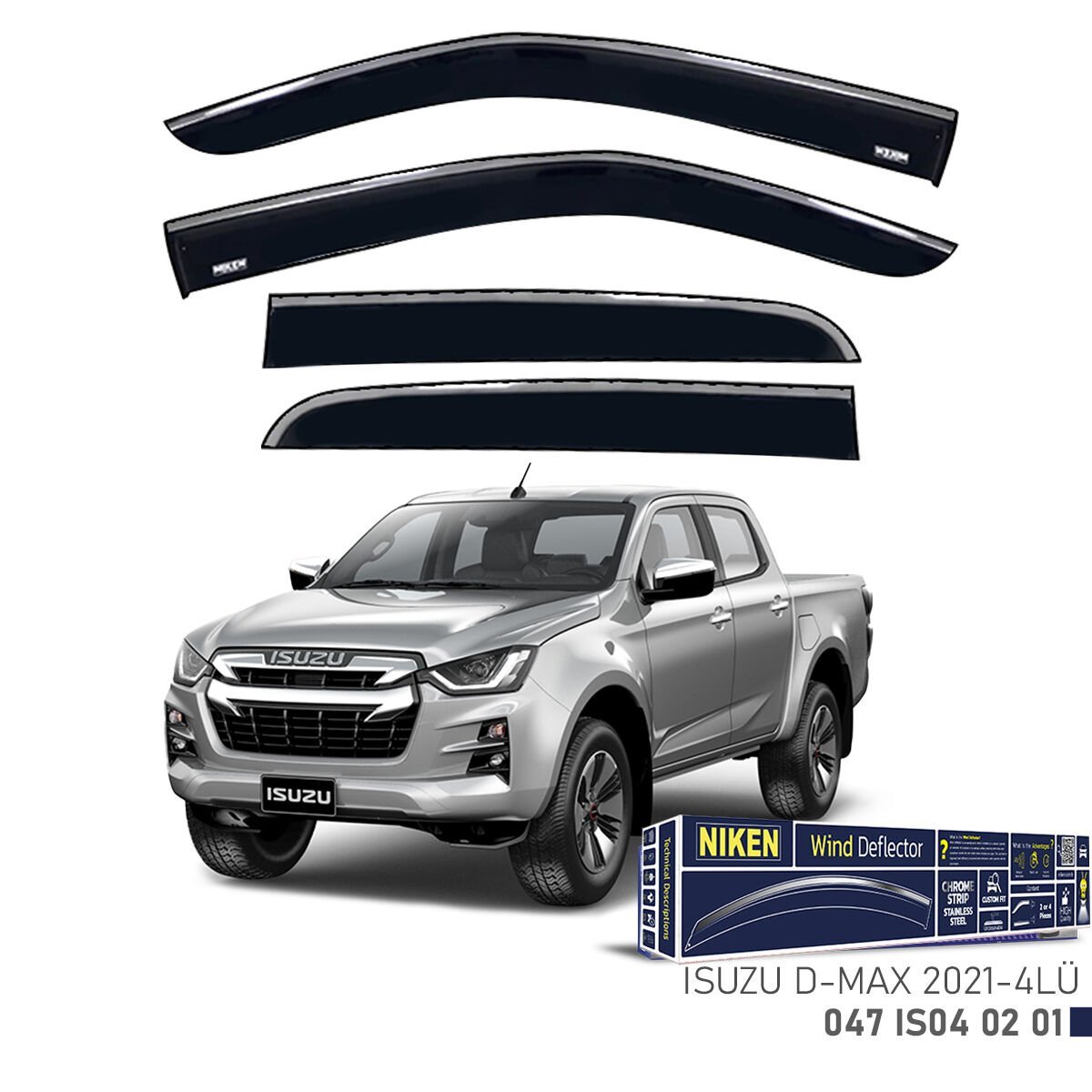 ISUZU D-MAX 2021- KROMLU CAM RÜZGARLIĞI 4LÜ