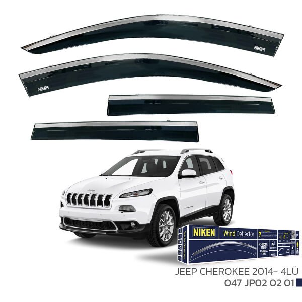 Jeep Cherokee 2014– Kromlu Cam Rüzgarlığı 4’lü | Araca Özel Yan Rüzgarlık Seti