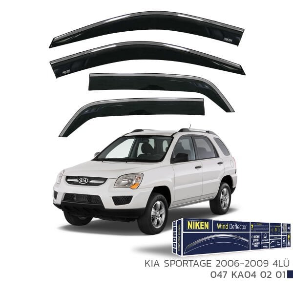 Kia Sportage 2006–2009 Kromlu Cam Rüzgarlığı 4’lü | Araca Özel Yan Rüzgarlık Seti