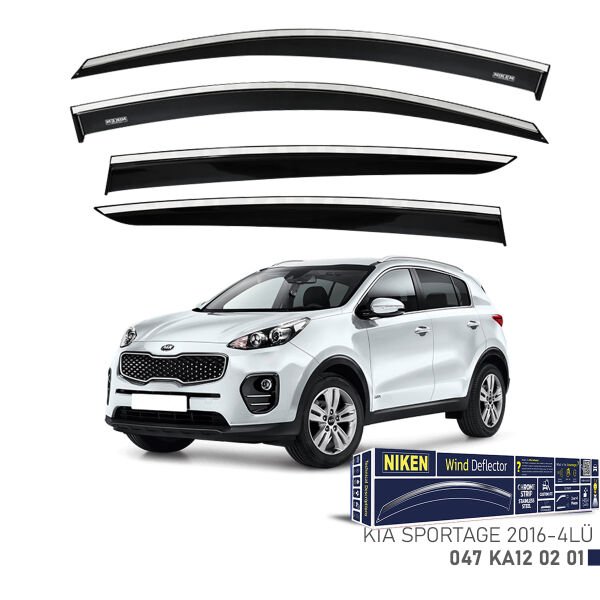 Kia Sportage 2016– Kromlu Cam Rüzgarlığı 4’lü | Araca Özel Yan Rüzgarlık Seti